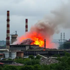 incêndio em fábrica de solventes